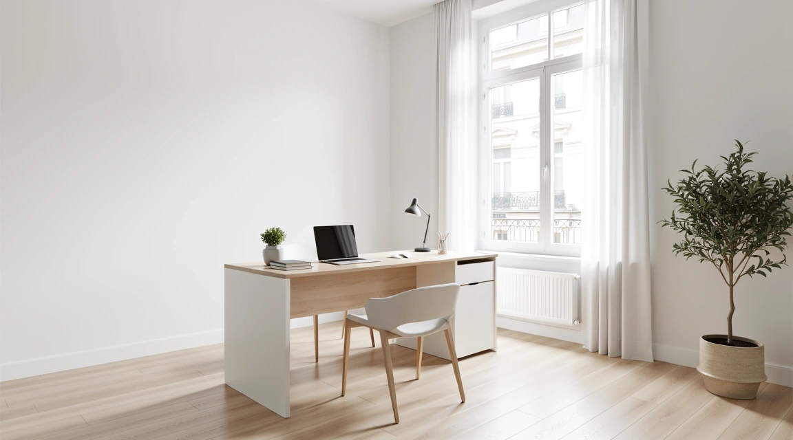 Bureau ergonomique avec lumière naturelle latérale